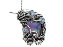 Load image into Gallery viewer, Aurora Opal Pendant: Sterling Silver Wire-Wrapped with Rainbow Moonstone - Heather Jordan Jewelry