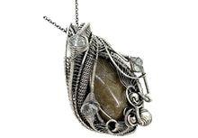 Load image into Gallery viewer, Petoskey Stone Wire-Wrapped Pendant with Aquamarine in Sterling Silver - Heather Jordan Jewelry