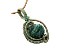 Load image into Gallery viewer, Verdigris Mini Woven Circle Gemstone Pendant in Brass