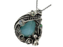 Load image into Gallery viewer, Peruvian Blue and Ethiopian Opal Pendant: Wire-Wrapped Sterling Silver Necklace, October Birthstone