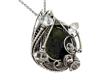 Load image into Gallery viewer, Large Moldavite Pendant Wire-Wrapped in Sterling Silver with Herkimer Diamonds - Heather Jordan Jewelry