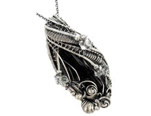 Load image into Gallery viewer, Twinned Vivianite Crystal Wire-Wrapped Pendant in Sterling Silver with Herkimer Diamonds
