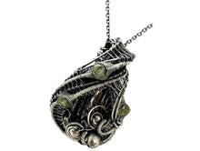 Load image into Gallery viewer, Sikhote-Alin Meteorite Pendant with Peridot, Wire-Wrapped in Sterling Silver