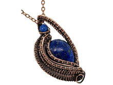 Load image into Gallery viewer, Lapis Lazuli Mini Woven Teardrop Pendant: Bronze Wire Wrap