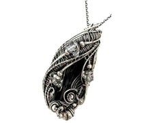 Load image into Gallery viewer, Vivianite Crystal Wire-Wrapped Pendant in Sterling Silver with Herkimer Diamonds