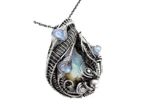 Load image into Gallery viewer, Wire-Wrapped Ethiopian Opal Pendant, Sterling Silver, Rainbow Moonstone Gemstone Jewelry - Heather Jordan Jewelry