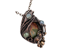Load image into Gallery viewer, Picasso Jasper Wire Wrapped Pendant in Bronze with Labradorite - Heather Jordan Jewelry