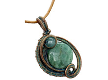 Load image into Gallery viewer, Verdigris Mini Woven Circle Gemstone Pendant in Copper