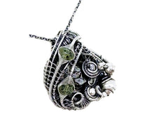 Load image into Gallery viewer, Sikhote-Alin Meteorite Pendant with Peridot, Wire-Wrapped in Sterling Silver - Heather Jordan Jewelry