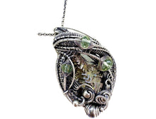 Load image into Gallery viewer, Bismuth Crystal Pendant: UV-Reactive Glass &amp; Sterling Silver Wire Wrap Necklace - Heather Jordan Jewelry