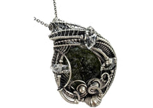 Load image into Gallery viewer, Large Moldavite Pendant Wire-Wrapped in Sterling Silver with Herkimer Diamonds Tektite Jewelry