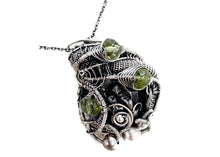 Load image into Gallery viewer, Sikhote-Alin Meteorite Pendant with Peridot, Wire-Wrapped in Sterling Silver - Heather Jordan Jewelry