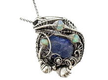 Load image into Gallery viewer, Tanzanite and Ethiopian Welo Opal Pendant: Sterling Silver Wire Wrap