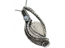 Load image into Gallery viewer, Rose Quartz Mini Woven Teardrop Pendant with Rainbow Moonstone: Sterling Silver Wire Wrap - Heather Jordan Jewelry