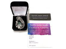 Load image into Gallery viewer, Vivianite Crystal Pendant: Sterling Silver Wire-Wrapped with Herkimer Diamonds, Gothic Gemstone Jewelry - Heather Jordan Jewelry