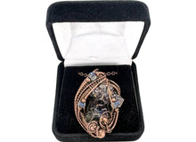 Load image into Gallery viewer, Blue Bismuth Crystal Pendant with Czech Glass and Bronze Wire Wrap - Steampunk Jewelry - Heather Jordan Jewelry