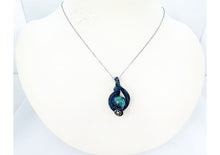 Load image into Gallery viewer, Steampunk Verdigris Hemo Jasper Necklace w Malachite/Azurite, Bronze Wire Wrap