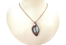 Load image into Gallery viewer, Amazonite Woven Teardrop Pendant with Peruvian Blue Opal: Bronze Wire Wrap