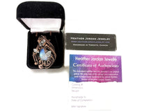 Load image into Gallery viewer, Rainbow Moonstone &amp; Herkimer Diamond Pendant: Bronze Wire Wrap Pendant Necklace - Heather Jordan Jewelry