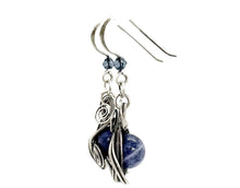 Load image into Gallery viewer, Sodalite Jewelry Set with Swarovski Crystal - Necklace and Earrings Sterling Silver Wire Wrap