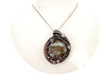 Load image into Gallery viewer, African Green Opal &amp; Fluorite Copper Wire Wrapped Pendant - Heather Jordan Jewelry