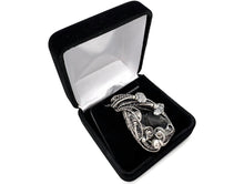 Load image into Gallery viewer, UV-Fluorescent, Black Rose Fluorite Pendant with Herkimer Diamonds: Sterling silver wire wrap