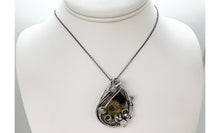 Load image into Gallery viewer, Ammonite Fossil Pendant: Sterling Silver Wire Wrapped Shell Necklace with Aquamarine - Heather Jordan Jewelry