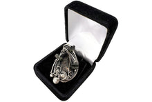 Load image into Gallery viewer, Black Kyanite Fan Pendant - Sterling Silver Wire-Wrap with Green Tourmaline Crystals