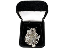 Load image into Gallery viewer, UV-Fluorescent, Mexican Hyalite Opal Wire-Wrapped Pendant in Sterling Silver with Herkimer Diamonds