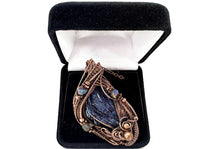 Load image into Gallery viewer, Titanium Aura Kyanite Fan Pendant: Copper Wire-Wrapped with Ti-Aura Quartz Crystals - Heather Jordan Jewelry