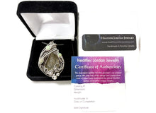 Load image into Gallery viewer, Libyan Desert Glass and Ethiopian Welo Opal Pendant - Sterling Silver Wire-Wrapped Tektite Jewelry - Heather Jordan Jewelry