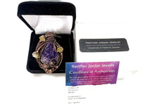 Load image into Gallery viewer, Amethyst Druzy Pendant with Citrine Nuggets: Copper Wire-Wrapped Geode Jewelry - Heather Jordan Jewelry