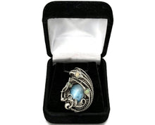 Load image into Gallery viewer, Larimar and Ethiopian Welo Opal Pendant: Sterling Silver Wire Wrap
