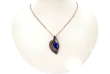 Load image into Gallery viewer, Lapis Lazuli Mini Woven Teardrop Pendant: Bronze Wire Wrap