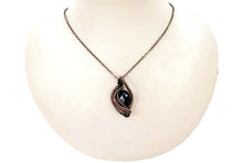 Load image into Gallery viewer, Amethyst Mini Woven Teardrop Pendant with Garnet: Bronze Wire Wrap - Heather Jordan Jewelry