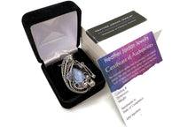 Load image into Gallery viewer, Blue Kyanite &amp; Rainbow Moonstone Pendant: Sterling Silver Wire Wrap