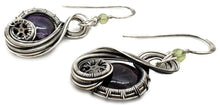 Load image into Gallery viewer, Custom Gemstone Sterling Silver Steampunk "Swish" Earrings