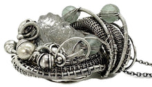 Load image into Gallery viewer, UV-Fluorescent, Mexican Hyalite Opal Wire-Wrapped Pendant in Sterling Silver with Fluorite