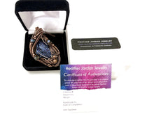 Load image into Gallery viewer, Titanium Aura Kyanite Fan Pendant: Copper Wire-Wrapped with Ti-Aura Quartz Crystals - Heather Jordan Jewelry