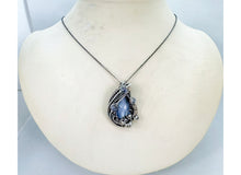 Load image into Gallery viewer, Blue Kyanite &amp; Rainbow Moonstone Pendant: Sterling Silver Wire Wrap