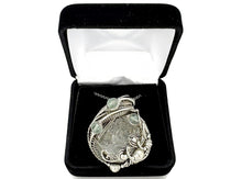 Load image into Gallery viewer, UV-Fluorescent, Mexican Hyalite Opal Wire-Wrapped Pendant in Sterling Silver with Fluorite