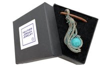 Load image into Gallery viewer, Custom Verdigris Gemstone Pendant, Copper Wire Wrap, "Comet" Model