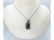 Load image into Gallery viewer, Vivianite Crystal Wire-Wrapped Pendant in Sterling Silver with Herkimer Diamonds