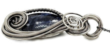 Load image into Gallery viewer, Sodalite Jewelry Set with Swarovski Crystal - Necklace and Earrings Sterling Silver Wire Wrap