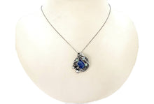 Load image into Gallery viewer, Tanzanite and Ethiopian Welo Opal Pendant: Sterling Silver Wire Wrap