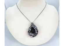 Load image into Gallery viewer, Large Moldavite Pendant Wire-Wrapped in Sterling Silver with Herkimer Diamonds Tektite Jewelry