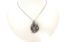 Load image into Gallery viewer, Bismuth Crystal Pendant: UV-Reactive Glass &amp; Sterling Silver Wire Wrap Necklace - Heather Jordan Jewelry