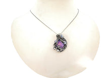 Load image into Gallery viewer, Aurora Opal Pendant: Sterling Silver Wire-Wrapped with Rainbow Moonstone - Heather Jordan Jewelry