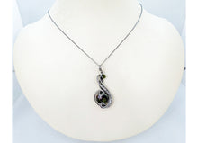 Load image into Gallery viewer, Dragon Bloodstone Pendant with Swarovski Crystal, Sterling Silver Wire Wrap