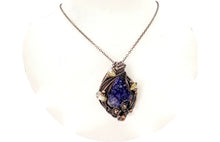 Load image into Gallery viewer, Amethyst Druzy Pendant with Citrine Nuggets: Copper Wire-Wrapped Geode Jewelry - Heather Jordan Jewelry